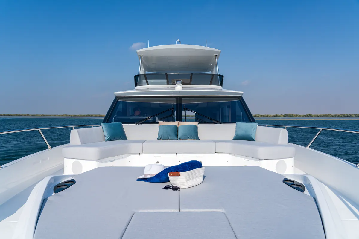 Majesty 65 forward sun deck and bow seating