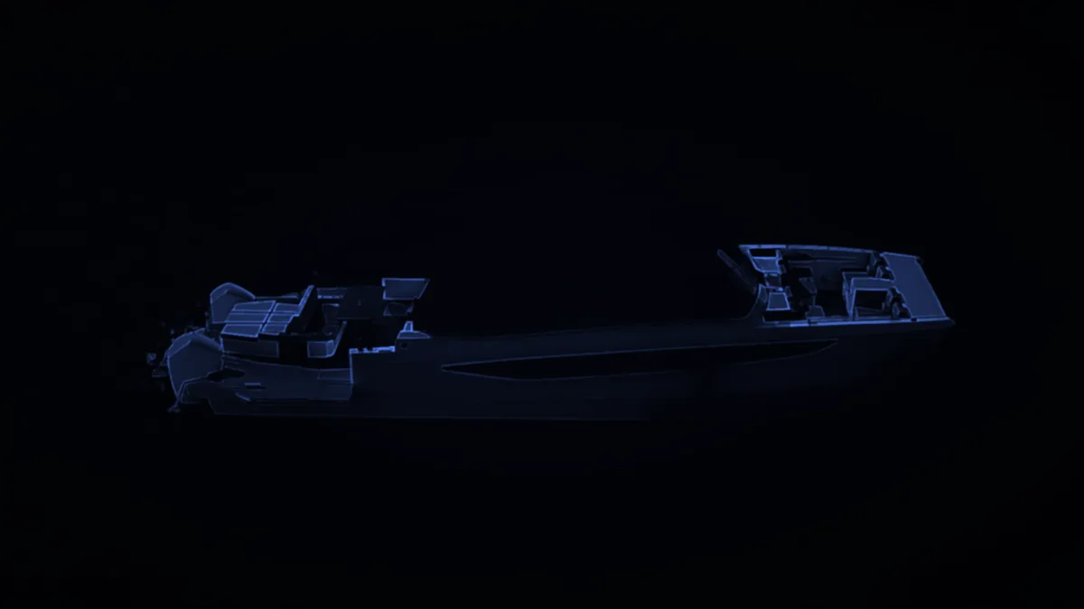 SilverCat 47 Family teaser image: the boat in silhouette against a dark background